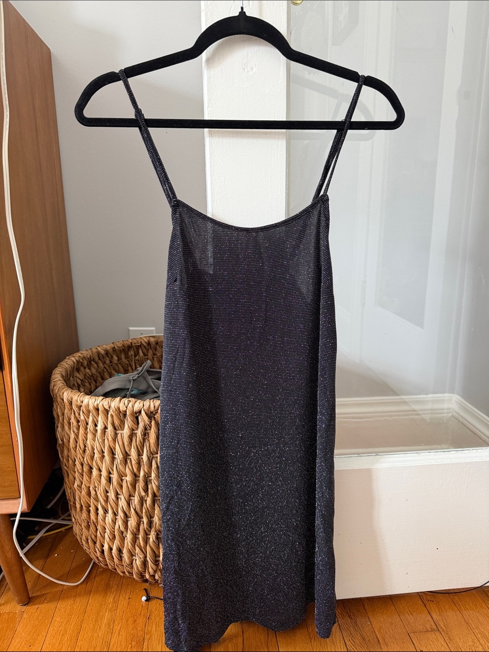 Brandy Melville Black Sparkle Mini Slip Dress